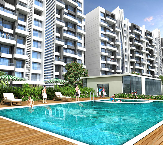 Swimming pool view at Pharande Woodsville